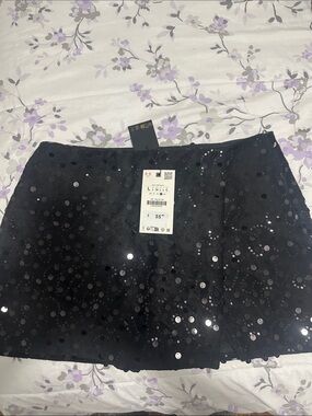 Zara Black Sequin Mini Skirt
